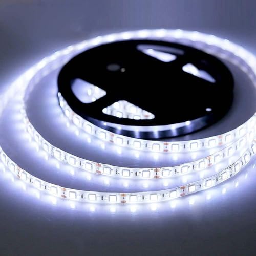 iNextStation Cool White LED Strip Light,16.4ft/5M 12V 6500K SMD5050 300LEDs IP65 Waterproof Cuttable Flexible LED Tape Light for Kitchen Bar Cabinet Mirror Decor (No Power Supply/Plug)