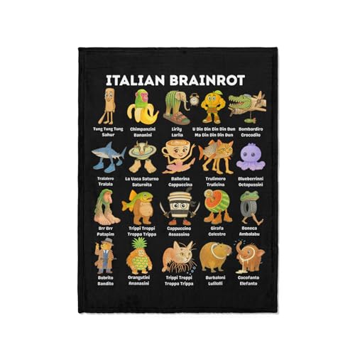 Jschlatt Italian Brainrot Character Tralalero Tralala Bombardiro Crocodilo Tung Tung Tung Sahur Lirili Larila Throw Blanket for Women Men 60 x 50 (150cm x 130cm)
