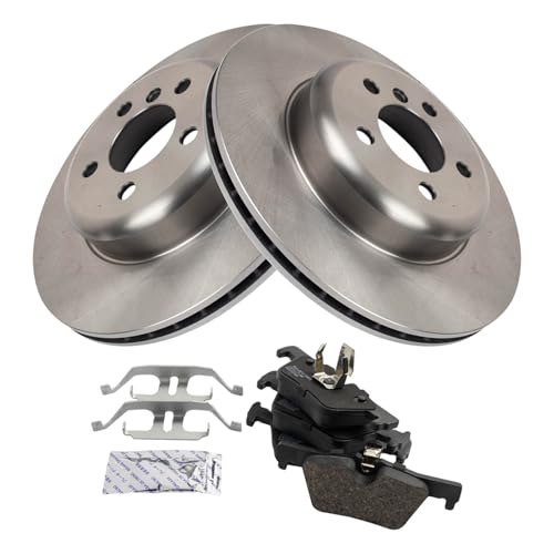 Image of TRQ Rear Brake Pad and Rotor Set Ceramic Compatible with 2018 BMW 328dx