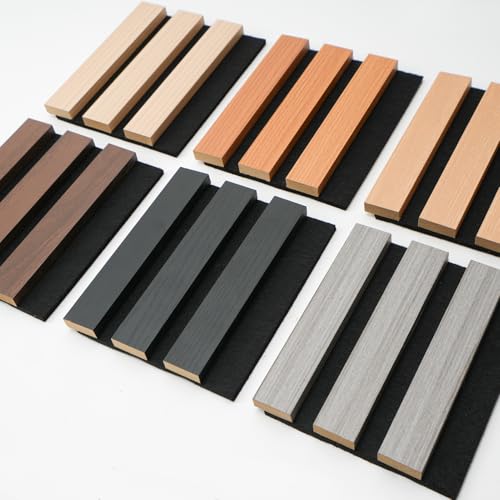 Art3d 6-Pack Acoustic Wood Slat Wall Panel Sample - 5.9 x 4.7 Inch Sound Absorbing Panels, 6 Colors