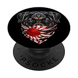 Rottweiler Dog in Japanese Rising Sun Flag Bandana PopSockets Grip and Stand for Phones and Tablets