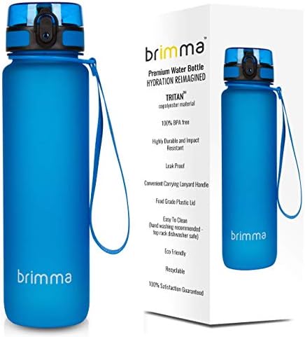 Brimma Premium Sports Water Bottle with Leak Proof Flip Top Lid - Eco Friendly & BPA Free Tritan Plastic - Must Have for The Gym, Yoga, Running, Outdoors, Cycling, and Camping