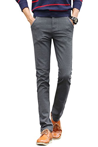 FlyHawk Cotton Linen Wild Casual Pants for Mens Slim-Fit Dress Stretch Pants Tapered Trousers