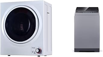 Panda 110V 850W Electric Compact Portable Clothes Laundry Dryer with Stainless Steel Tub Apartment Size 1.5 cu.ft | COMFEE 1.6 Cu.ft Portable Washing Machine, 11lbs Capacity Fully Automatic Compact Washer with Wheels, 6 Wash Programs Laundry Drain Pump, Ideal for Apartments, RV, Camping, Magnetic Gray