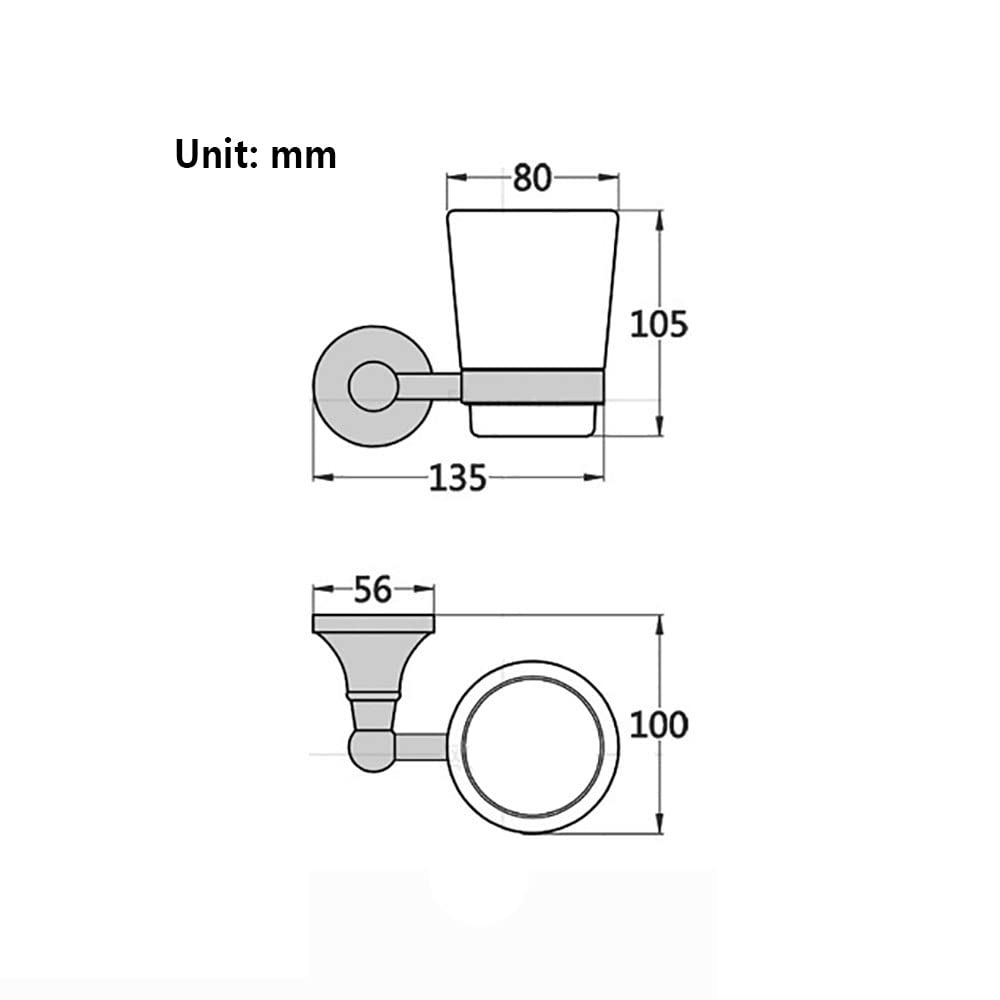 Porta spazzolino da denti a parete, Tazza in ceramica da parete con organizer for dentifricio e rasoio, in ottone bronzato