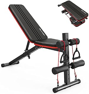 Naspaluro Weight Bench, Adjustable Bench, Foldable Home Training, Fitness Training Bench, Utility Weight Bench for Full Body Training, 7 Levels Backrest Gradient