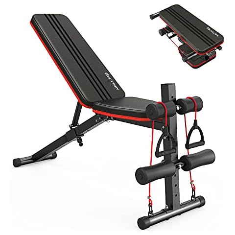 Naspaluro Weight Bench, Adjustable Bench, Foldable Home Training, Fitness Training Bench, Utility Weight Bench for Full Body Training, 7 Levels Backrest Gradient Cover