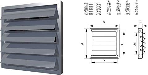 Air Grille Cover Gravity Flap Shutter Extractor Fan Ventilation 8" to 16" (250mm)