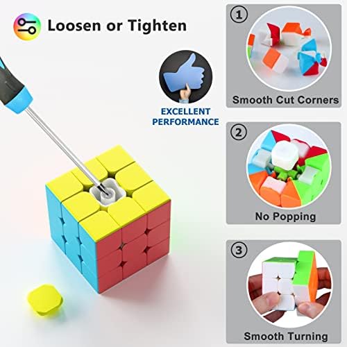 Vdealen Speed Cube Set, Puzzle Cube Bundle of 2x2x2 3x3x3 4x4x4 Pyramid Magic Cube Set, Birthday Party Christmas Stocking Stuffers Gift for Kids Teens Adults(Stickerless) - 1