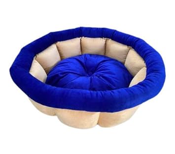 Gorgeous Reversable Blue,Cream Color Round Ultra Soft Ethnic Designer Bed for Dog/Cat Fristone (Export Quality) Size : Large