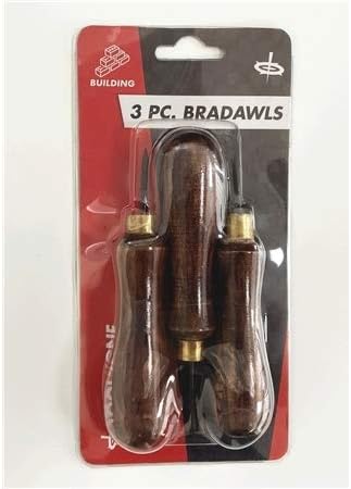 Toolzone 3 Piece Bradawls with Wooden Handles (to Ease The Insertion of a Nail or Screw)