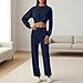 Womens 2 Piece Outfits Lounge Sets Cropped Sweatshirt & Joggers Fashion Sweatsuit Sweat Set 2025 Fall Travel Outfits Clothes Navy