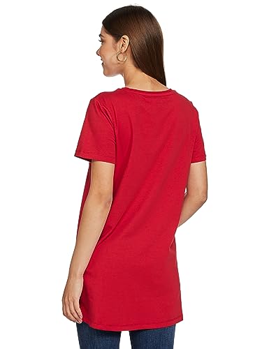 Image of Amazon Brand - Symbol Women's Graphic Cotton Stretch Half Sleeve Round Neck Regular Fit T-Shirt (Tunic Length)