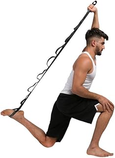 Stretching Strap Yoga Strap for Home Workout, Exercise, Pilates and Gymnastics, Non-Elastic Stretch Bands for Women & Men,Improve Flexibility-Black