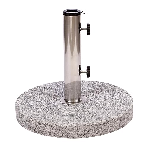 Redwood 1x Grey 16kg Round Granite Parasol Base - Large Heavy Duty Weighted Outdoor Garden Patio Table Sun Shade Umbrella Pole Holder Stand