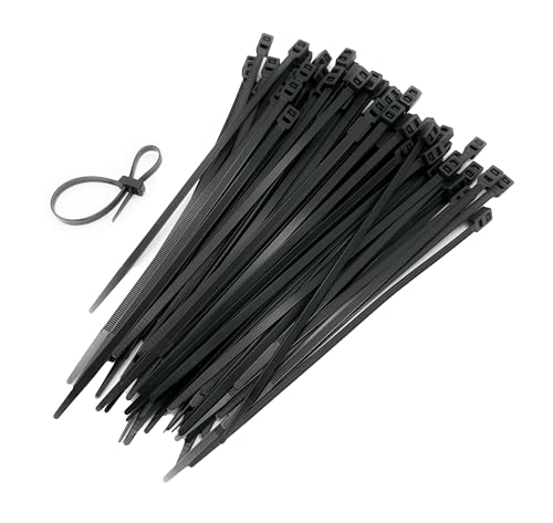 Boltza® Double-Loop Cable Ties, Black, 4.8mm x 200mm, Pack of 100 – Heavy-Duty, UV-Resistant Nylon