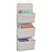 mDesign Soft Fabric Over the Door Hanging Storage Organizer with 3 Large Cascading Pockets, Holder for Office Supplies, Planners, File Folders, Notebooks - Zig Zag Chevron Pattern, Taupe/Natural