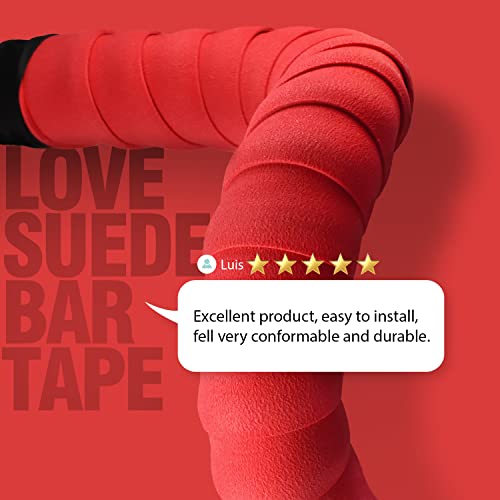 Marque Suede Bike Handlebar Tape - Road Cycling Bicycle Handle Bar Wrap In Black Or Camo 2Pcs Per Set (Red) #TOP3