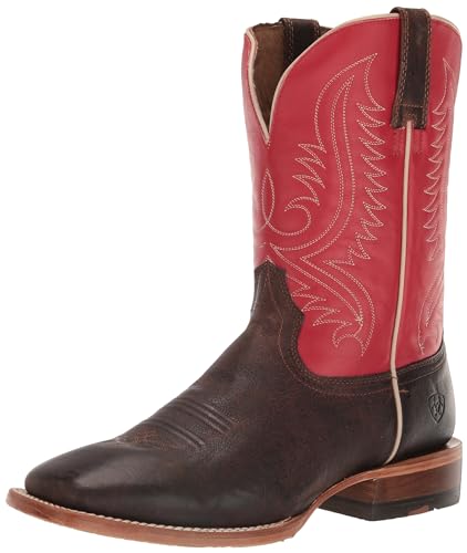 ARIAT Men's Circuit Paxton Western Boot - Chestnut Brown/Fire Red, 10.5 Medium