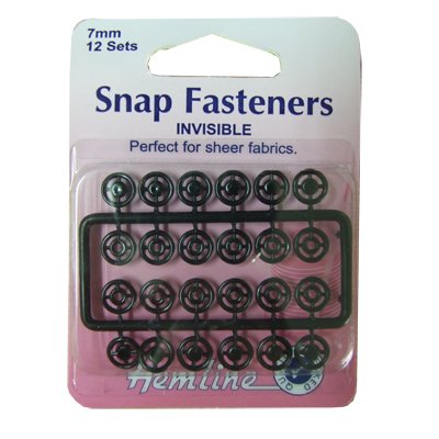 Hemline H422.B | Black Nylon Sew On Snap Fasteners | 7Mm | 12 Sets #TOP6