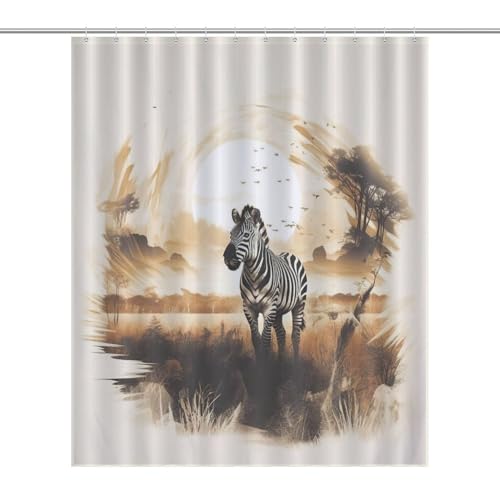 Rideau de douche zèbre imperméable en polyester 152x183cm avec 12 crochets - 7