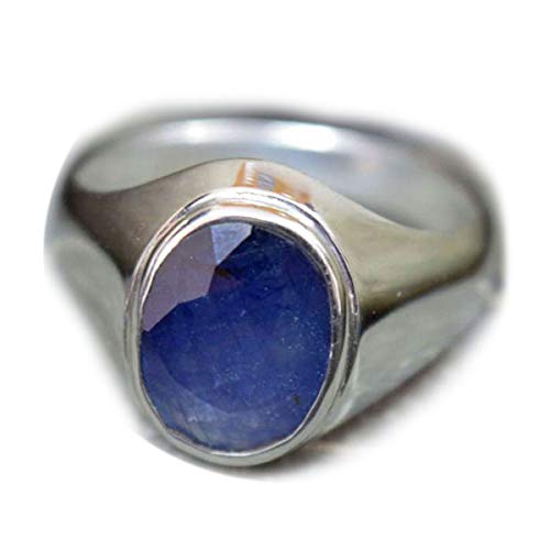 55Carat Natural Blue Sapphire Silver Ring for Men 6 Carat Oval Astrological Size 5,6,7,8,9,10,11,12,13