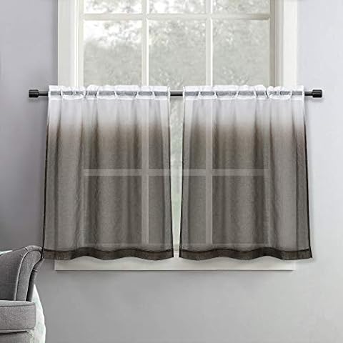 SeeGlee Ombre Semi Sheer Tier Curtains Cover