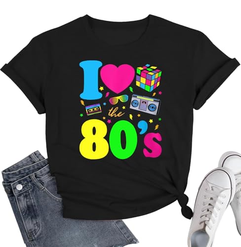 80s 90s Outfit for Women Shirt Womens 90s Shirts Casual Retro 80's Nostalgia Tee Tops
