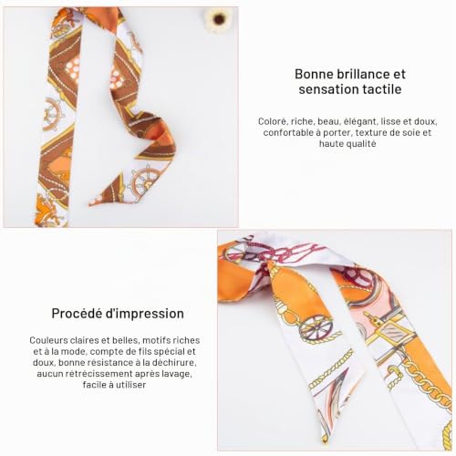 10 Pièces Foulard pour Sac à Main, Foulard Soie Cheveux Ruban Foulards étroit Foulards Cheveux Femme en Satin pour sacs à main, écharpe, Décoration de Tête pour Femmes et Filles – vue 3