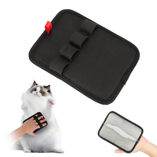 Aissiora 猫の毛除去手袋、犬の抜け毛用手袋、ペット静電気除去手袋、四指型除毛グローブ、猫 ブラシ、お手入れしやすい猫毛取りグロー、猫 抜け毛 グローブ、優しい抜け毛取りブラシグローブ、ペットグローブ、猫のグルーミング用手袋 除毛ブラシ 猫の毛取り、ペットの猫用手袋、ペットの毛抜け手袋、猫、ウサギ、犬、小動物用 (ブラック2個)