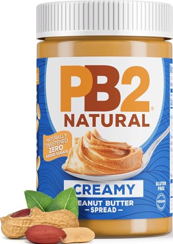 PB2 Natural Creamy Peanut Butter | All Natural Peanut Butter Spread | Healthy, Naturally Sweetened with Zero Added Sugar, Certified Gluten Free, Vegan (1-Pound Jar)