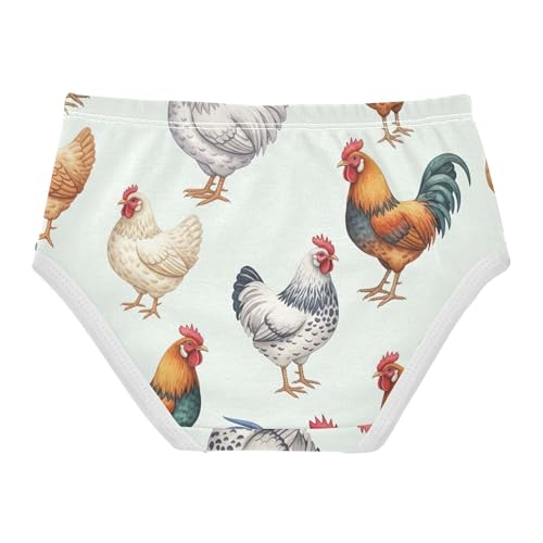 Watercolor Cartoon Chicken Roosters Toddlers Underwear Floral 2t Cotton Panties for Girl Pattern Underpants Briefs2
