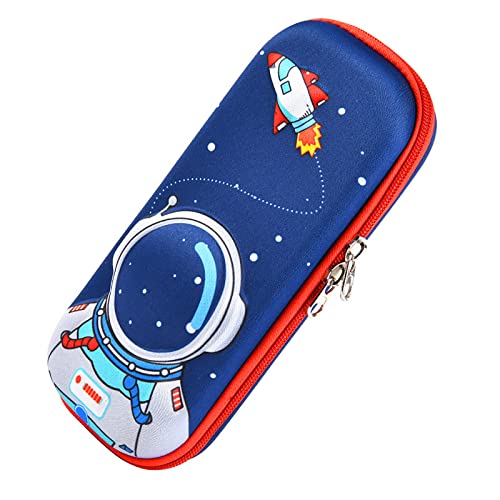 SHULLIN 3D Design Pencil Case, Large Capacity, Space Astronaut, Double Zip, Multicoloured, 0.5 m, 230 mm x 10 mm x 40 mm