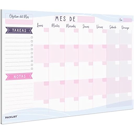 PACKLIST Planificador Mensual, Organizador A4 - Agenda Calendario Perpetuo, Sin Fecha - Planner con 25 Hojas en Formato Mensual | Ya disponible en tu tienda friki favorita! En mundofriki.es!