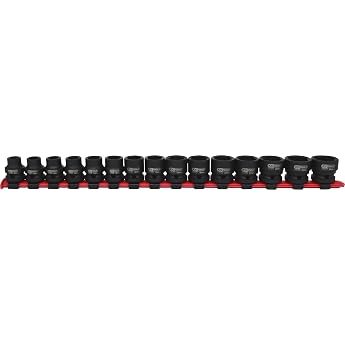 'KS Tools Plastic 515.0055 1/2 Drive Hex Impact Socket Set Extra Short 15-Piece Set