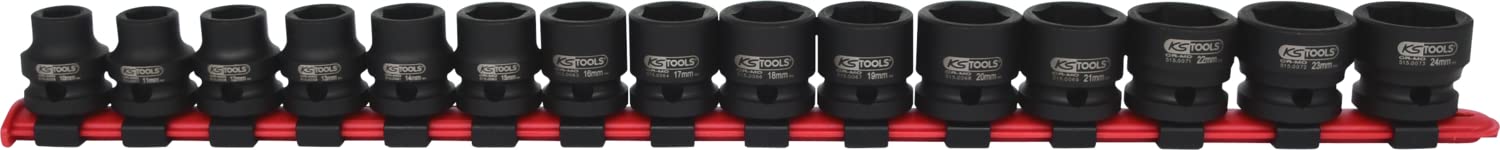 KS Tools 1/2" Sechskant-Kraft-Stecknuss-Satz, extra kurz, 15-tlg.