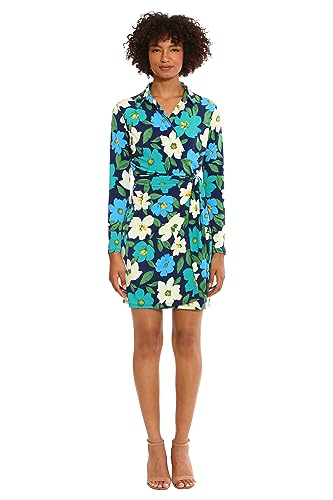 Donna Morgan Womens Long Sleeve Wrap Dress Workwear Career Desk to Dinner Event Party Guest of