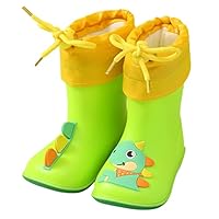 SRTUMEY Clearance UK Size 7.5 Toddler Wellies for Boys Girls Rain Boots Baby Colorful Plush Children Water Shoes EVA Soft Outdoor Kids Rain Boots