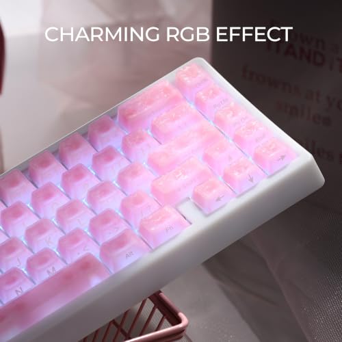 Image of GMKWTL XVX Frost Jelly Keycaps, Forged Carbon-Look Keyboard Keycaps, Cherry Profile 126 Keys Keycap Sets for Mechanical Keyboard with MX Switches(Pink)