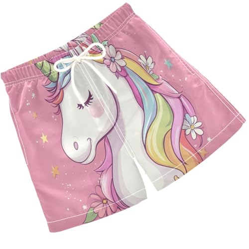 Pigsaly Boys Swim Trunks Daisy Unicorn Boys Board Shorts Swimsuit Swimwear Summer Bathing Suit S