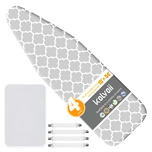 Kolvoii Ironing Board Cover and Pad, Heat Reflective Ironing Faster 4 Layers Iron Board Cover, Scorch and Stain Resistant Pad Covers fit Standard Boards 15x54 Inch with Elastic Edge-R3641