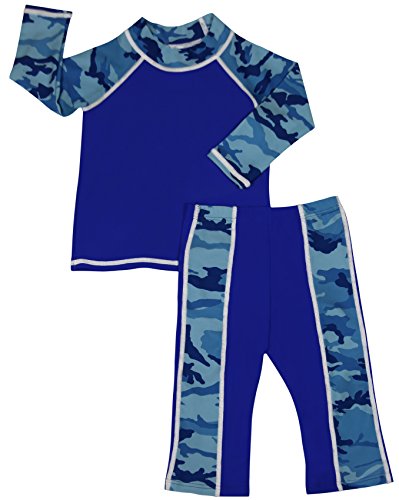 grUVywear Baby | Toddler Boys Rash Guard Long Sleeve Swimsuit Set 2 Piece UPF 50 - Camo Wave Rider | 24-36 Months