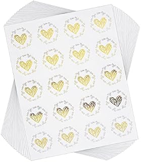 Envelope Seal Stickers, Clear Heart Envelope Stickers Hot Stamped Stickers, Handmade with Love Stickers for Envelopes Wedding Party Invitations Greeting Cards DIY Decoration (400PCS)