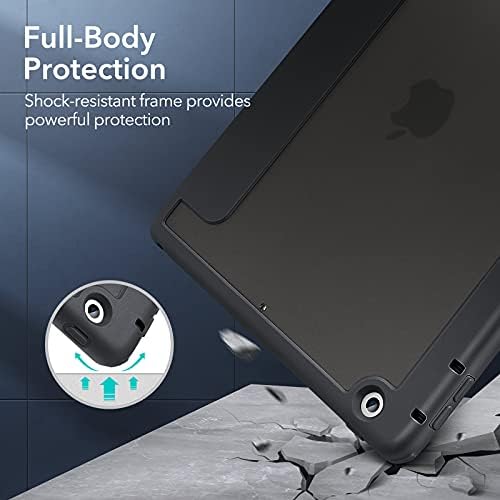 ESR iPad 9th Generation Case/iPad 8th Generation/iPad 7th Generation (2021/2020/2019), iPad 10.2-Inch Case with Pencil Holder, Magnetic Detachable Cover, Trifold Stand, Rebound Series, Frosted Black