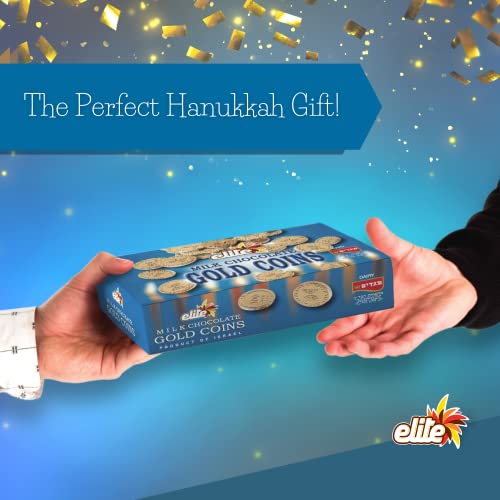 Elite Milk Chocolate Gold Coins, Individually Wrapped, Mesh Bags Filled With Menora Embossed Hanukkah Gelt Coins, Gluten Free, 0.53 Ounce (Pack Of 24) #TOP2