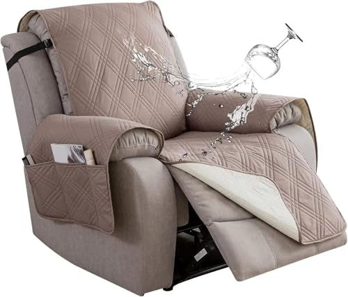 Funda de sofá reclinable grande color taupe para protector de mascotas acolchado 2