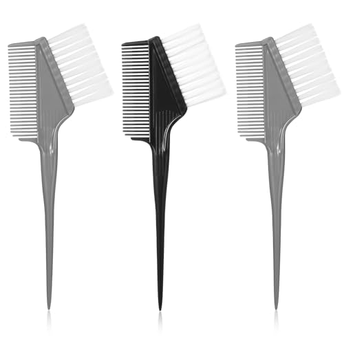 Ajcotahm 3 PCS Professional Hair Color Brush, Salon Hair Applicator Kit, Dual Sided Coloring Brush, Angled Tint Combs Set for Women Dyeing Highlights Root Touch Ups Full Color Home Use