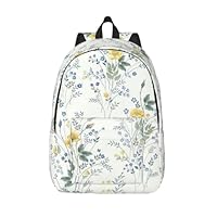 Blue Flower Floral Pattern Roses Canvas Backpack Laptop Daypacks Satchel Unisex Vintage Casual Rucksack Hiking Camping Bag Schoolbag