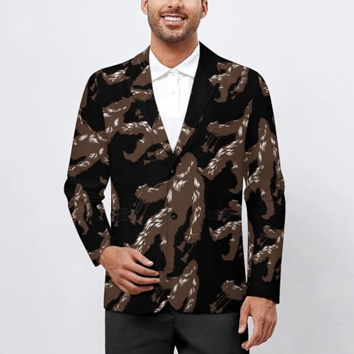 Bigfoot Carrying Wind Chimes Sasquatch Mens Casual Blazer Button Suit Jacket Lightweight Sport Coat for Work Business2
