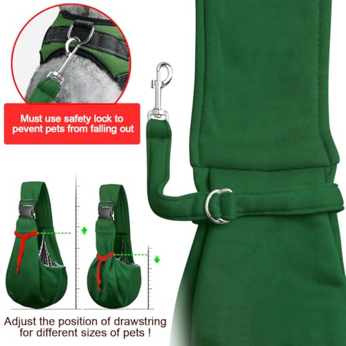 Image of Tomkas Dog Sling Carrier for Small Dogs Puppy Carrier for Small Dogs (Emerald Green, Adjustable Strap & Zipper Pocket)